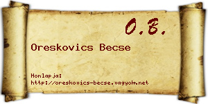 Oreskovics Becse névjegykártya